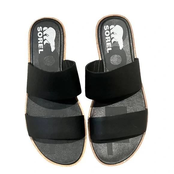 Sorel Black Women's Sandals - Picture 2 of 7